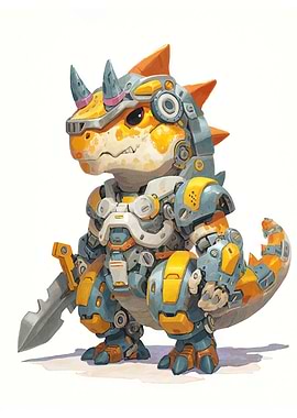 Robotic Dinosaur Character Illustration