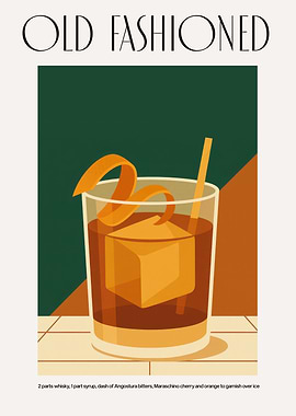 Old Fashioned Cocktail Illustration