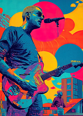 Musician with Guitar Pop Art