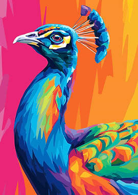 Colorful Peacock Portrait