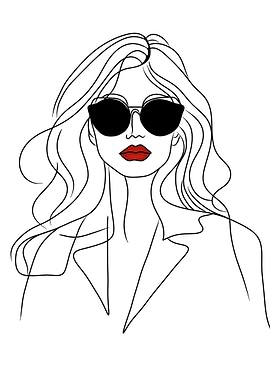 Woman with Sunglasses Line Art