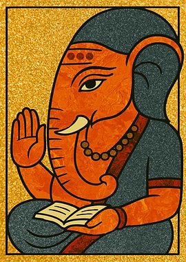 Ganesha Reading Book Art