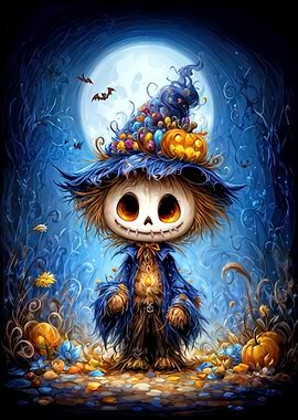 Halloween Scarecrow with Witch Hat