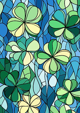 Clover and Leaves Stained Glass Pattern