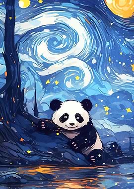 Panda Starry Night