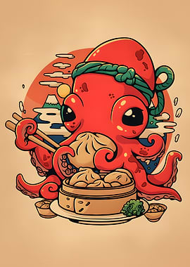 Octopus with Dumplings and Japanese