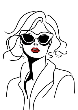 Fashionable Woman Line Art