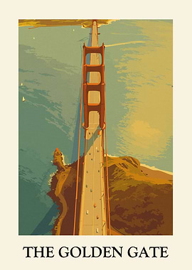 Golden Gate Bridge Vintage Travel Poster