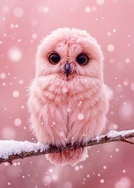 Pink Owl in Winter