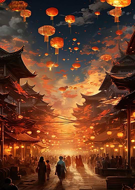 Chinese Lantern Festival Street Scene