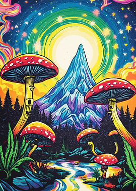 Psychedelic Mushroom Landscape