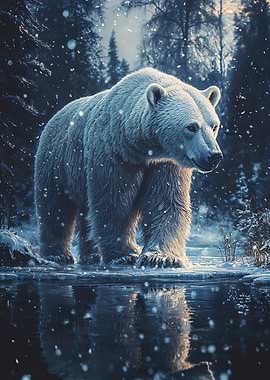 Polar Bear in Winter Wonderland