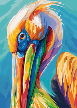 Colorful Pelican Portrait
