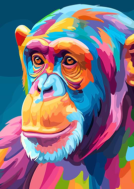 Colorful Chimpanzee Portrait