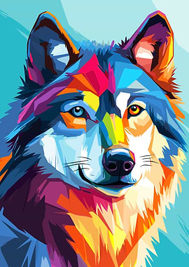 Colorful Wolf Portrait