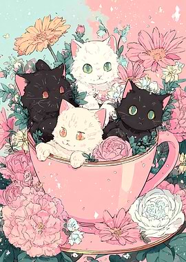Cute Kittens in a Teacup