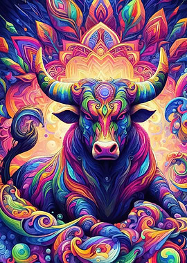 Psychedelic Bull Animal