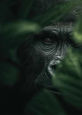 Gorilla portrait in the jungle