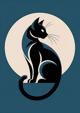 Stylized Black Cat Silhouette