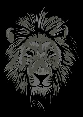 Lion head illustration on black background