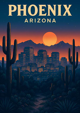 Phoenix Arizona Cityscape at Sunset