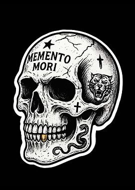 Memento Mori Skull Tattoo Style
