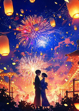 Anime Couple Fireworks Festival