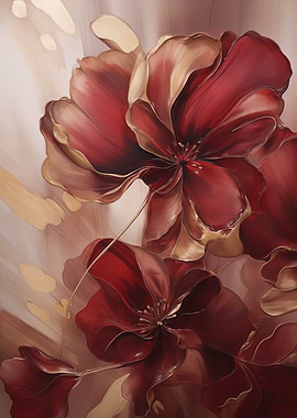 Elegant Red and Gold Flora