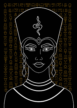 Nefertiti Line Art - Hieroglyphic Art Design