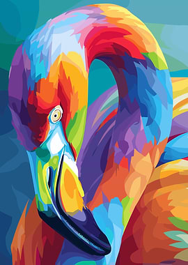 Colorful Flamingo Portrait