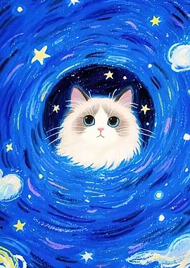 Cat Starry Night