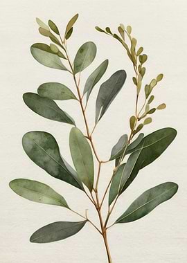 Eucalyptus Branch Watercolor Painting