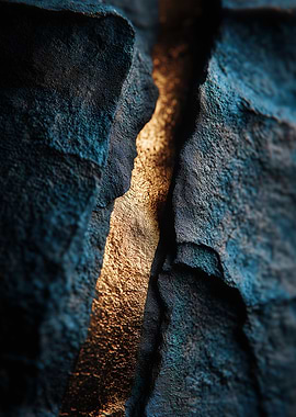 Abstract Rock Formation with Golden Light