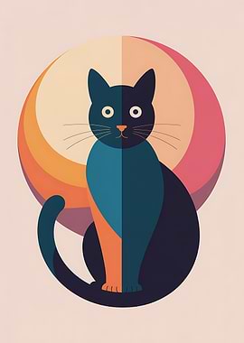 Geometric Cat Art Print