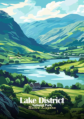 Lake District National Park Illustration