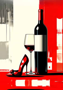 Wine, Shoe, and Glass Still Life
