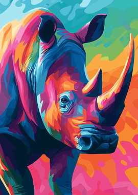 Colorful Rhinoceros Portrait