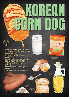 Korean Corn Dog Chalkboard Street Food Poster