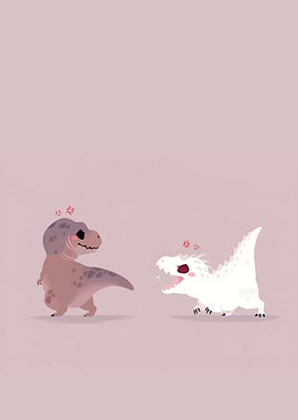 Cartoon Dinosaurs Face-Off