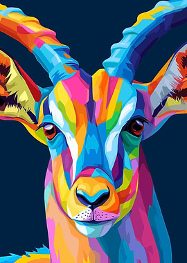 Colorful Gazelle Pop Art Portrait