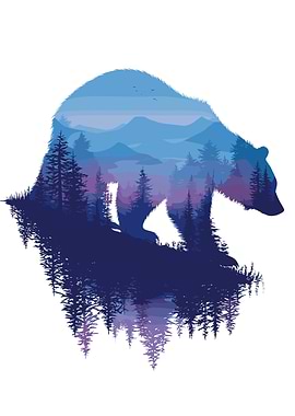 Bear Silhouette Landscape