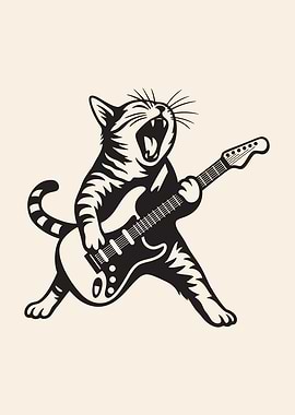 Rock and Roll Cat Guitarist