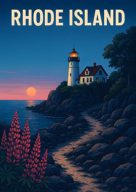 Rhode Island Lighthouse at Sunset
