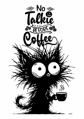 No Talkie Before Coffee Cat