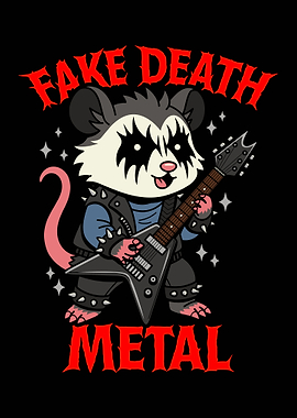 Fake Death Metal Opossum Cartoon