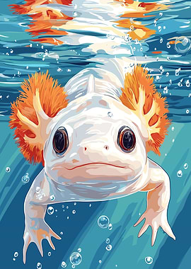 Axolotl underwater illustration
