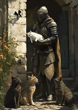 Knight with Cats