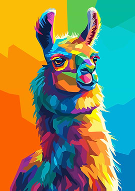 Colorful Llama Pop Art Portrait