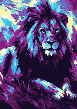 Colorful Lion Portrait Art