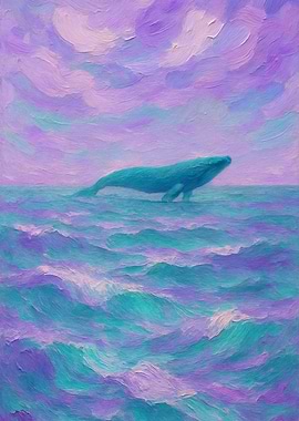 Pastel Whale Dream - Soft Ocean Fantasy Art